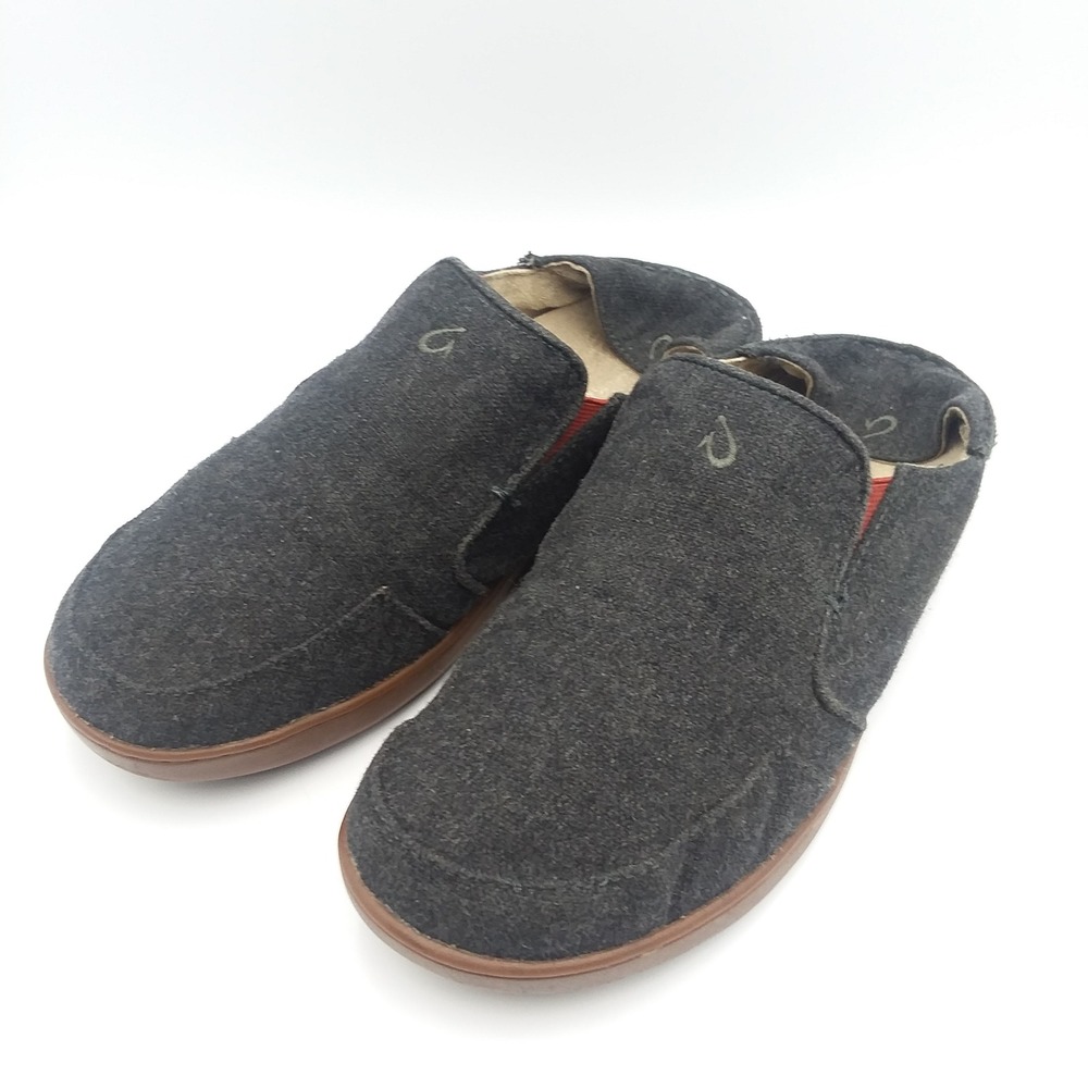 OluKai‎ Nohea Wool Mens Size 10 Charcoal Gray Slip On Loafer Casual Shoes